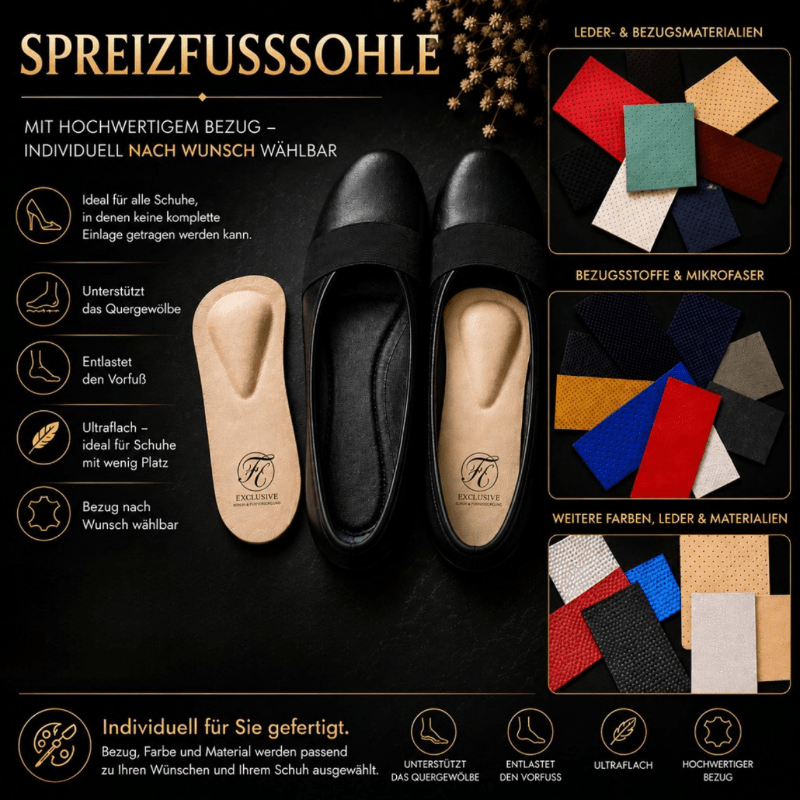 Ballerina Spreizfußstütze aus Leder mit Pelotte zur Entlastung des Vorfußes.