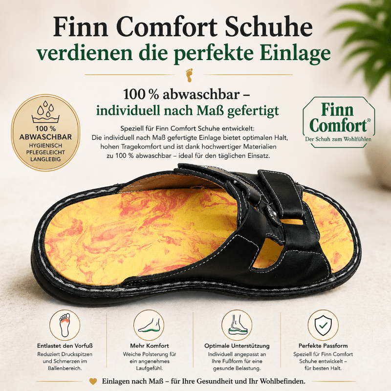Finn Comfort Sandale mit individuell nach Maß gefertigter, 100 % abwaschbarer Einlage für optimalen Komfort und perfekte Passform.
