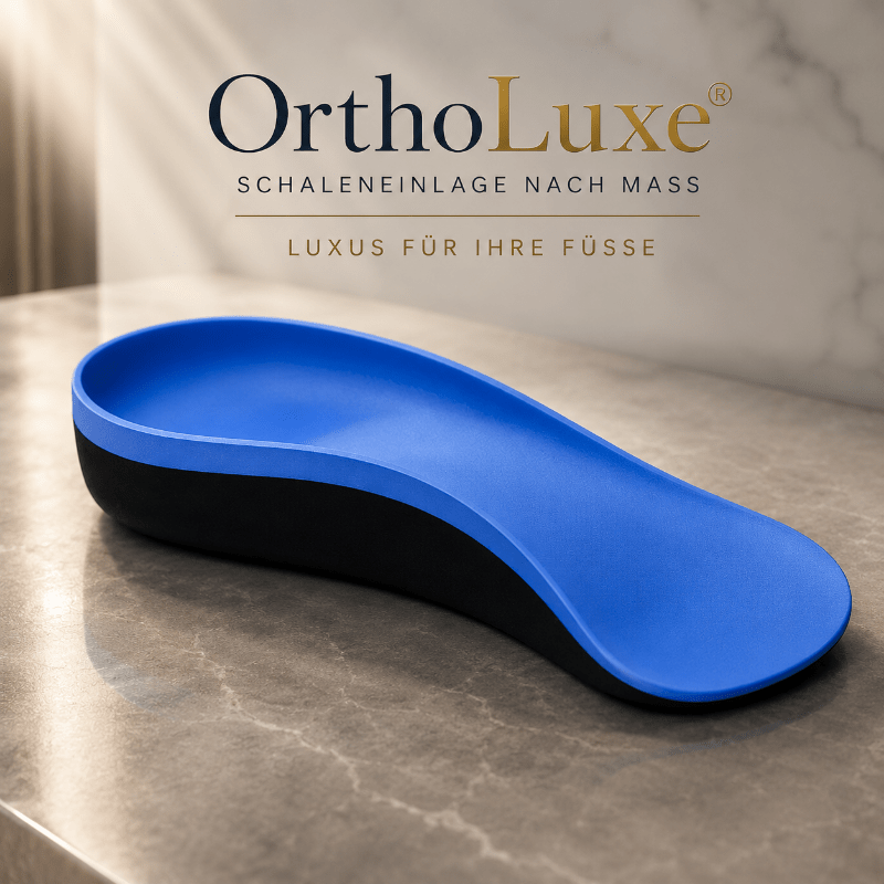 OrthoLuxe® Schaleneinlage nach Maß mit ausgeprägter Fersenführung für Sport- und Freizeitschuhe.